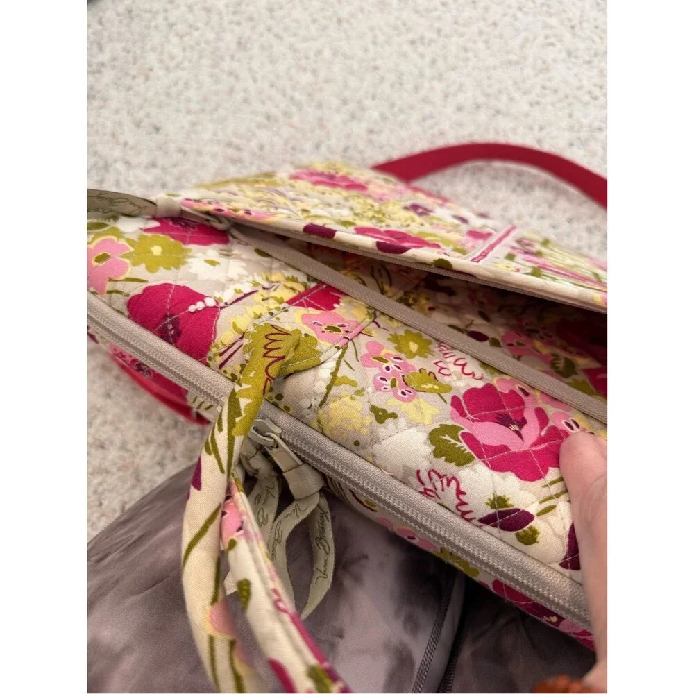 Vera Bradley English Rose Quilted Laptop Messenger Bag in Make Me Blush